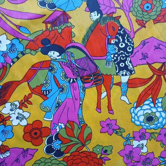 Stunning VTG Nighty 1960-70s Lingerie D'Amor by Molyclaire Size S Silky Oriental - Picture 16 of 16